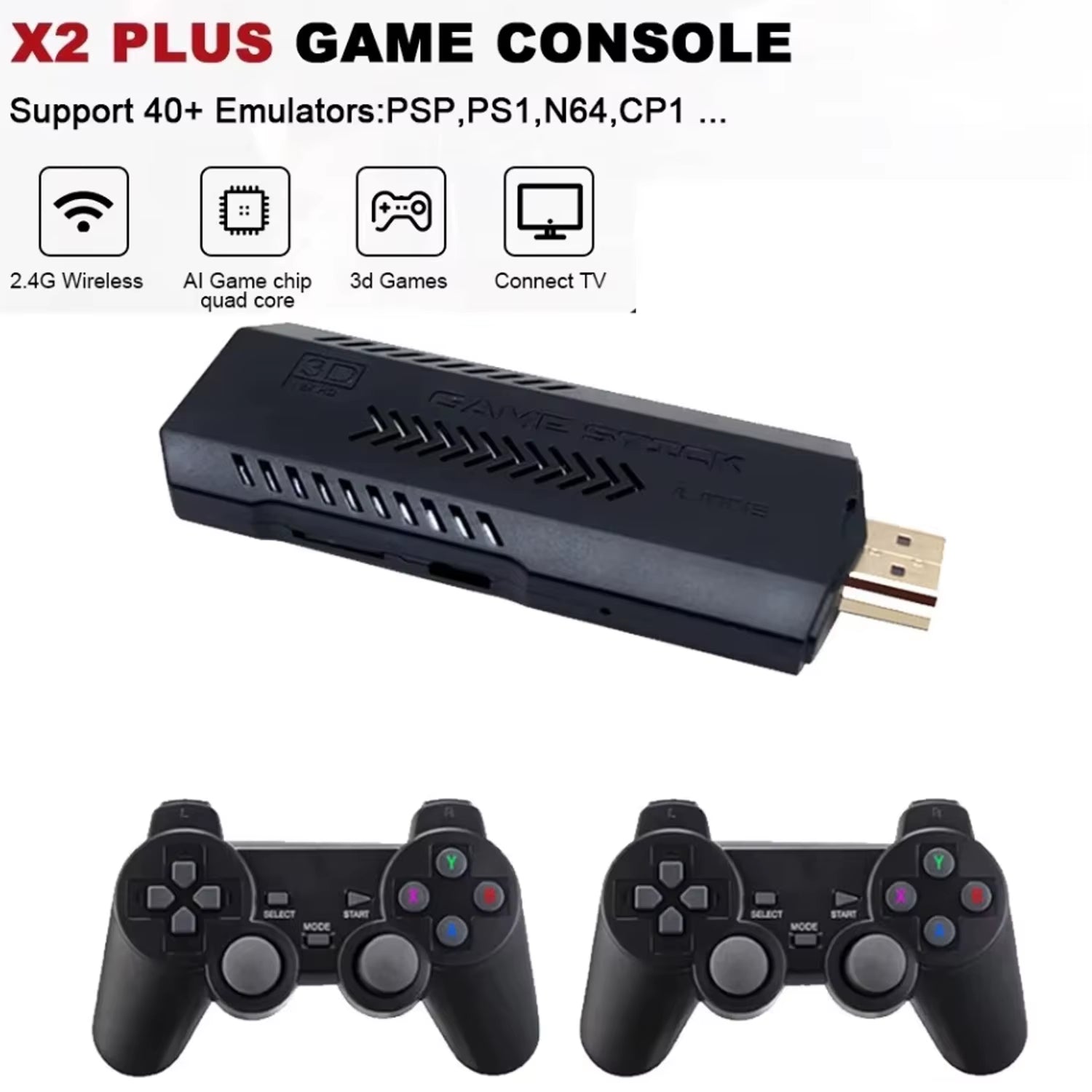 X2 plus GD10 256G 58000 Game 4K Video Game Console Game Player 3D HD Retro Wireless Controller TV 50 Emulator for Kids Gifts