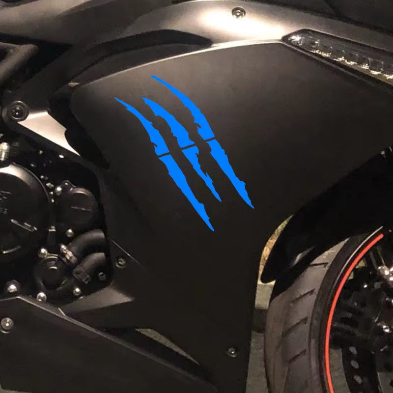 Motorcycle Car Sticker Universal Monster Claw Scratched Stripe Decal Marker Reflective Waterproof Moto Decoration Accessories